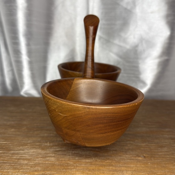Kustom Kraft Lazy Susan Solid Black Walnut Serving Bowls - Picture 2 of 9